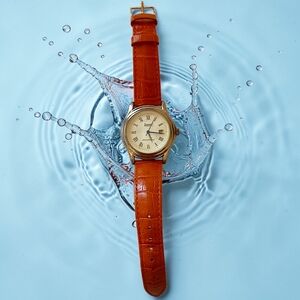 Stauer Metropolitan Watch Mens 39mm Gold Tone Dial Leather Band Date WORKS VIDEO